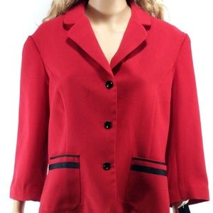 Studio I Size 16 Red Blazer Career Work NWT